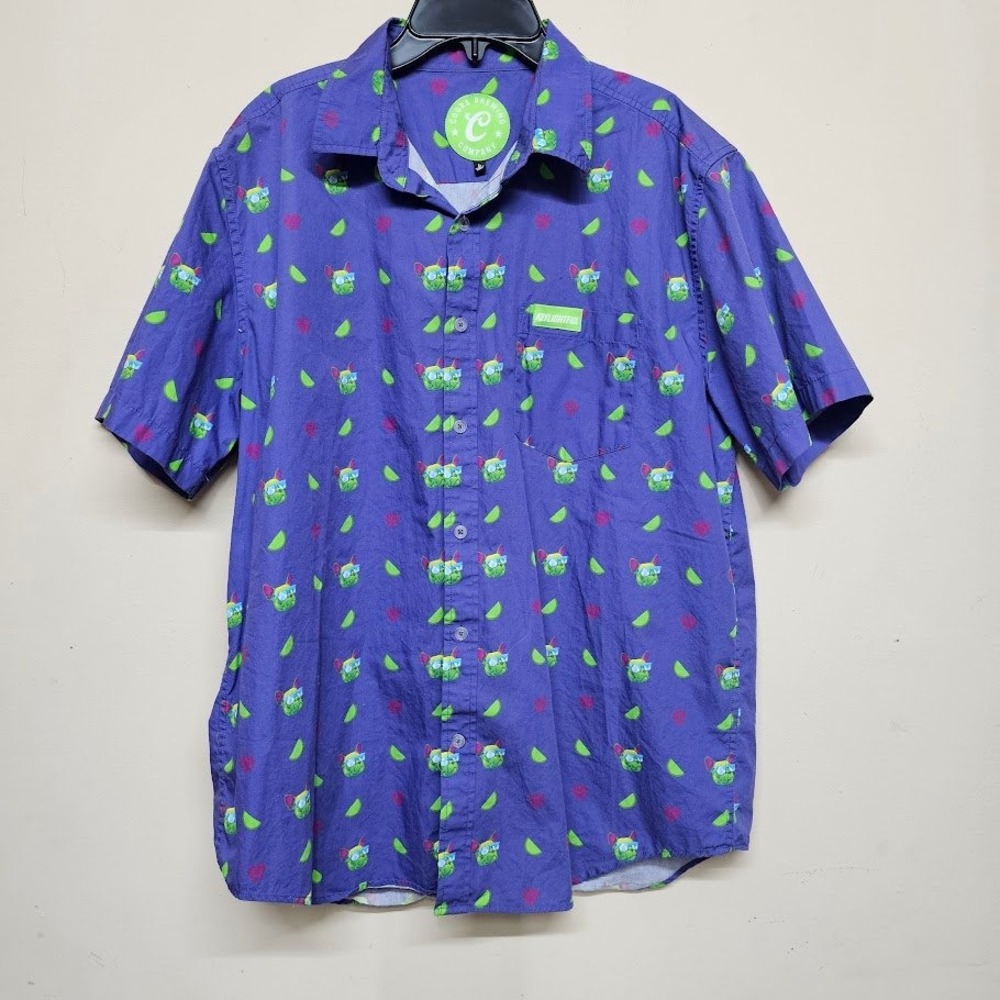 Coors Brewing Keylightful Dog Print Button Down Shirt Purple Men's Large‎